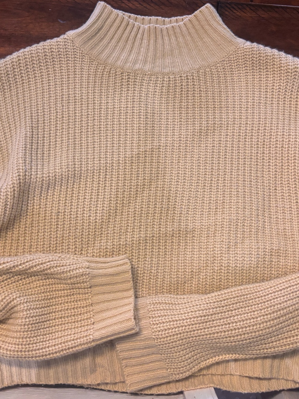Zaful Cream Ribbed Mock-Neck Sweater